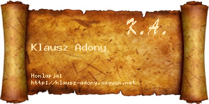 Klausz Adony névjegykártya